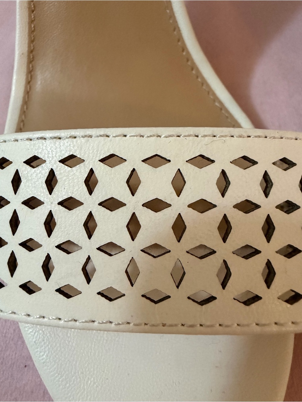 Lane Bryant Ivory Cream Laser Cut Ankle Strap Heels Size 8W - Picture 5 of 11